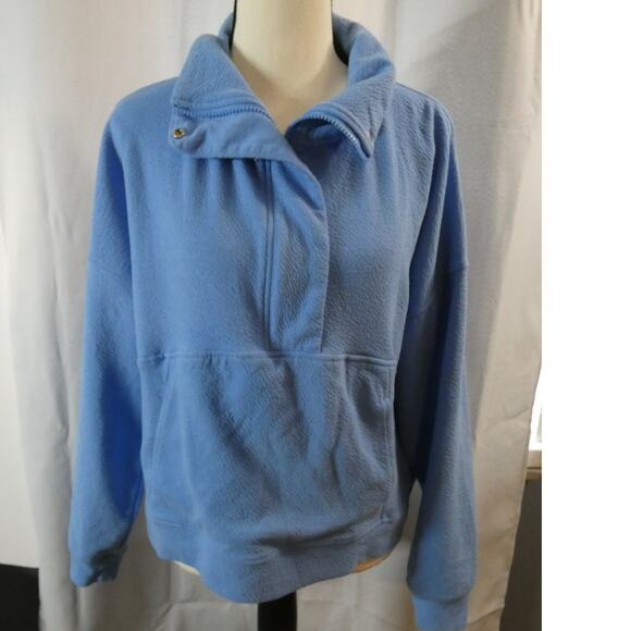 Danskin Women's Small Jacquard Collared 1/2 Zip Blue Sweatshirt - Picture 1 of 7